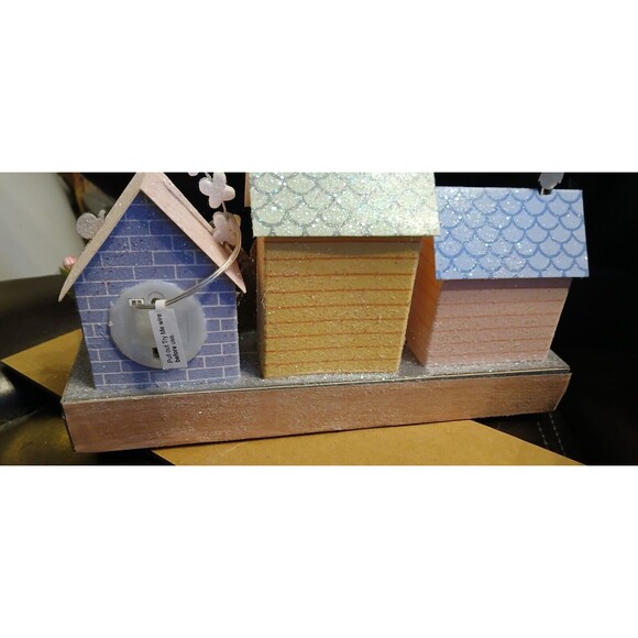 Happy Easter LED Putz Village Houses W/Timer Lights 9.75 X 5.5" X 2.5" - Picture 7 of 9